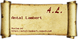 Antal Lambert névjegykártya